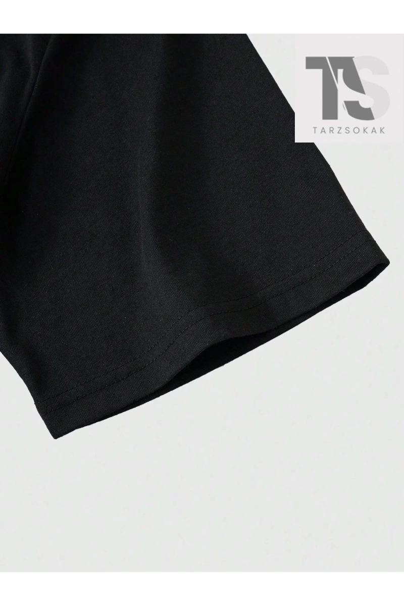 Goth Erkek Geometrik Baskılı Yuvarlak Yaka T-Shirt