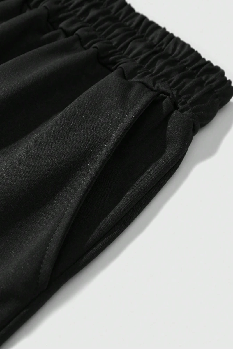 Goth Erkek Harfli Grafik Bağcıklı Bel Şortu, Okul