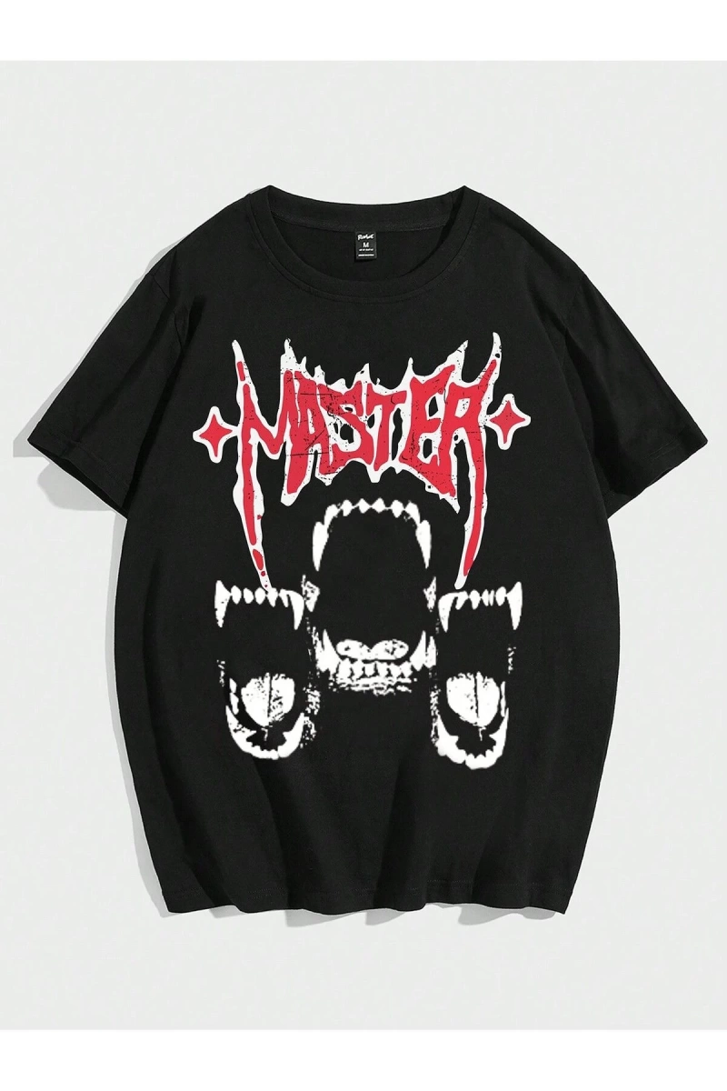 Goth Guys Mektup ve Ağız Baskılı Harajuku Style