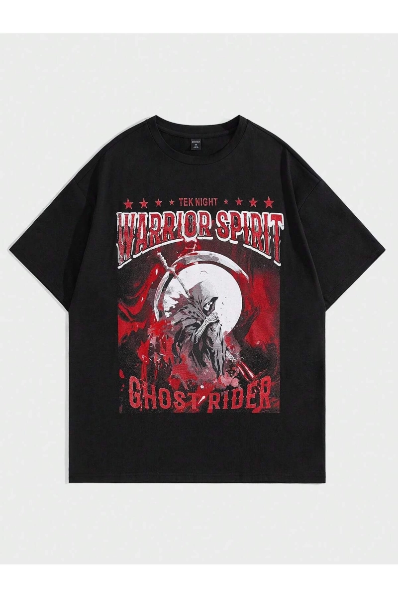 Goth Guys Mektup ve Kafatası Baskılı Harajuku Style