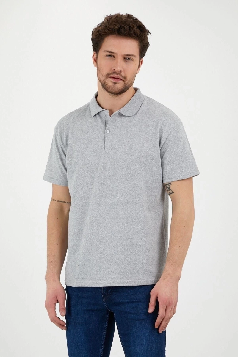 Gri Dar/slim Fitt Polo Yaka Tshirt