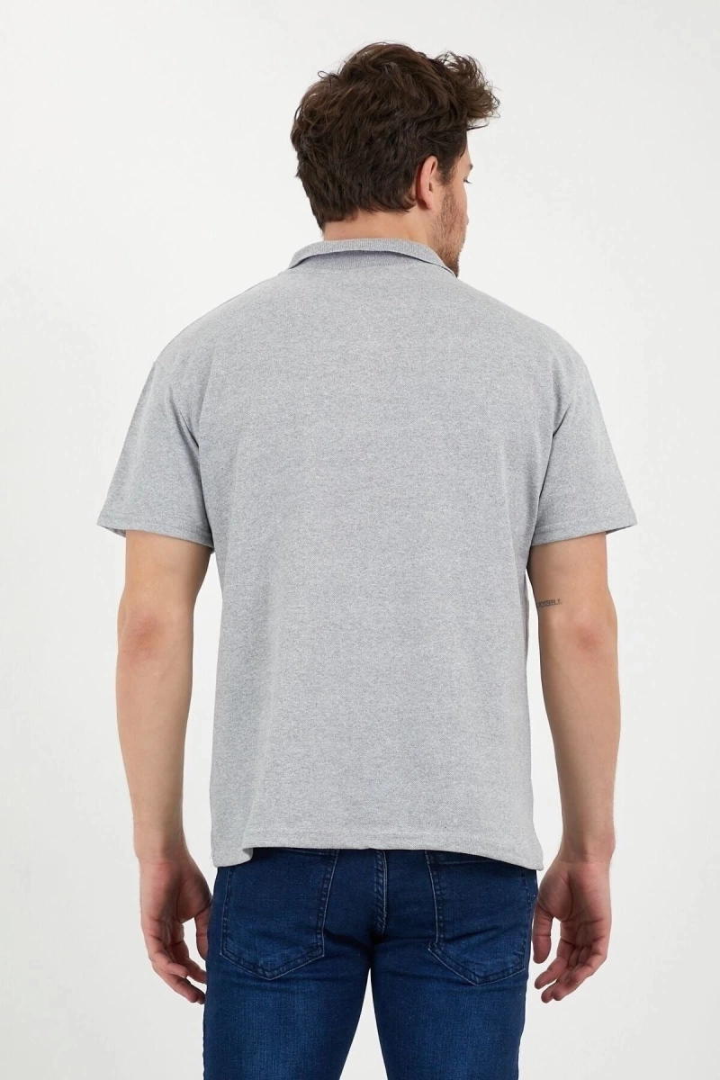 Gri Dar/slim Fitt Polo Yaka Tshirt
