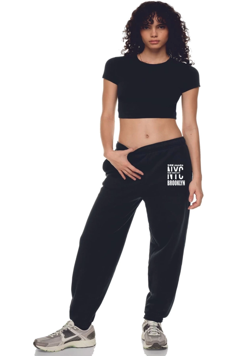 Gri Unisex Butterfly Baskılı Jogger Eşofman