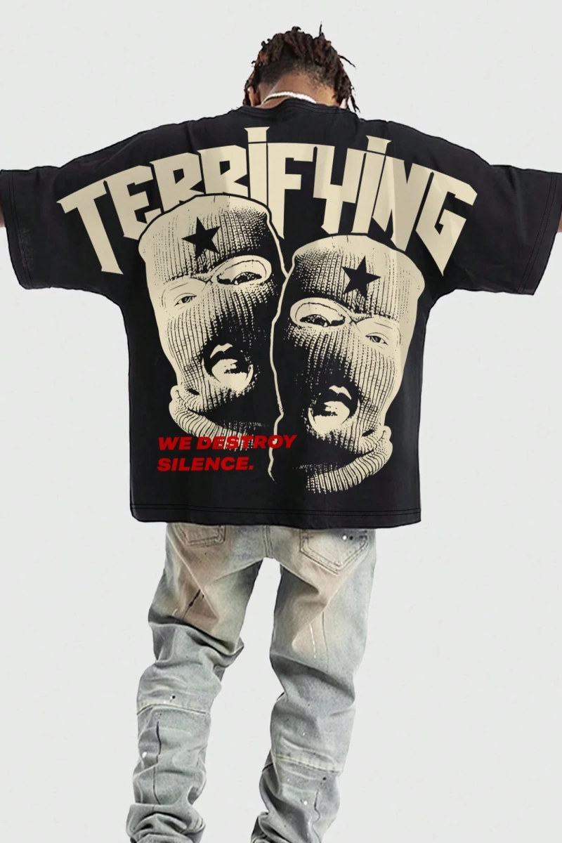 Grunge Punk Erkek Retro Sokak Grafik Baskılı Bol Kesim Kısa Kollu Tişört, Yazlık So