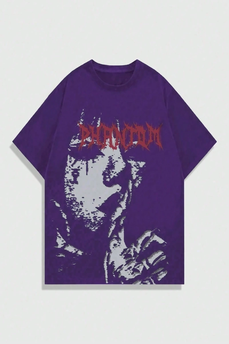 Grunge Punk Erkek Siluet Figür Baskılı Tişört, High Street Vintage Stili