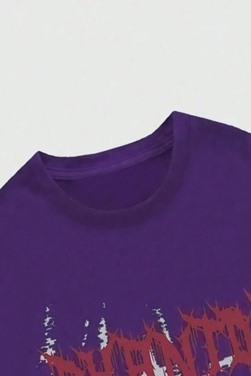 Grunge Punk Erkek Siluet Figür Baskılı Tişört, High Street Vintage Stili