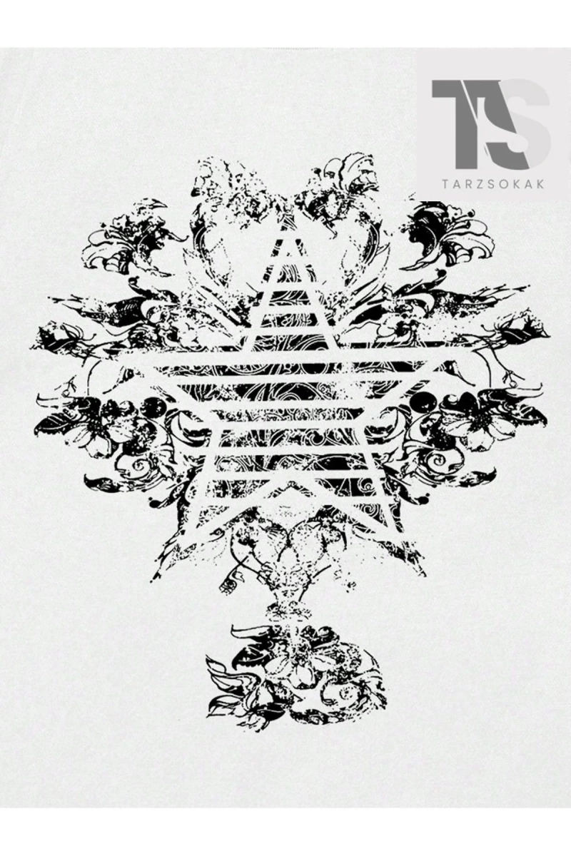 Grunge Punk Erkek Yıldız Desenli Bol Kesim T-Shirt