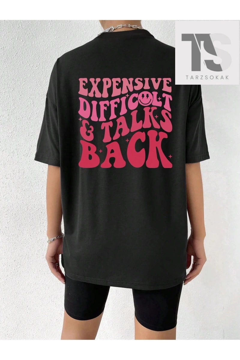 Grunge Punk Mektup Grafik Damla Omuz Tişört