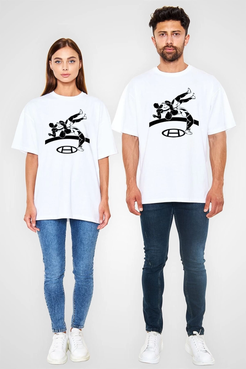Güreş Beyaz Unisex Oversize Tişört T-shirt