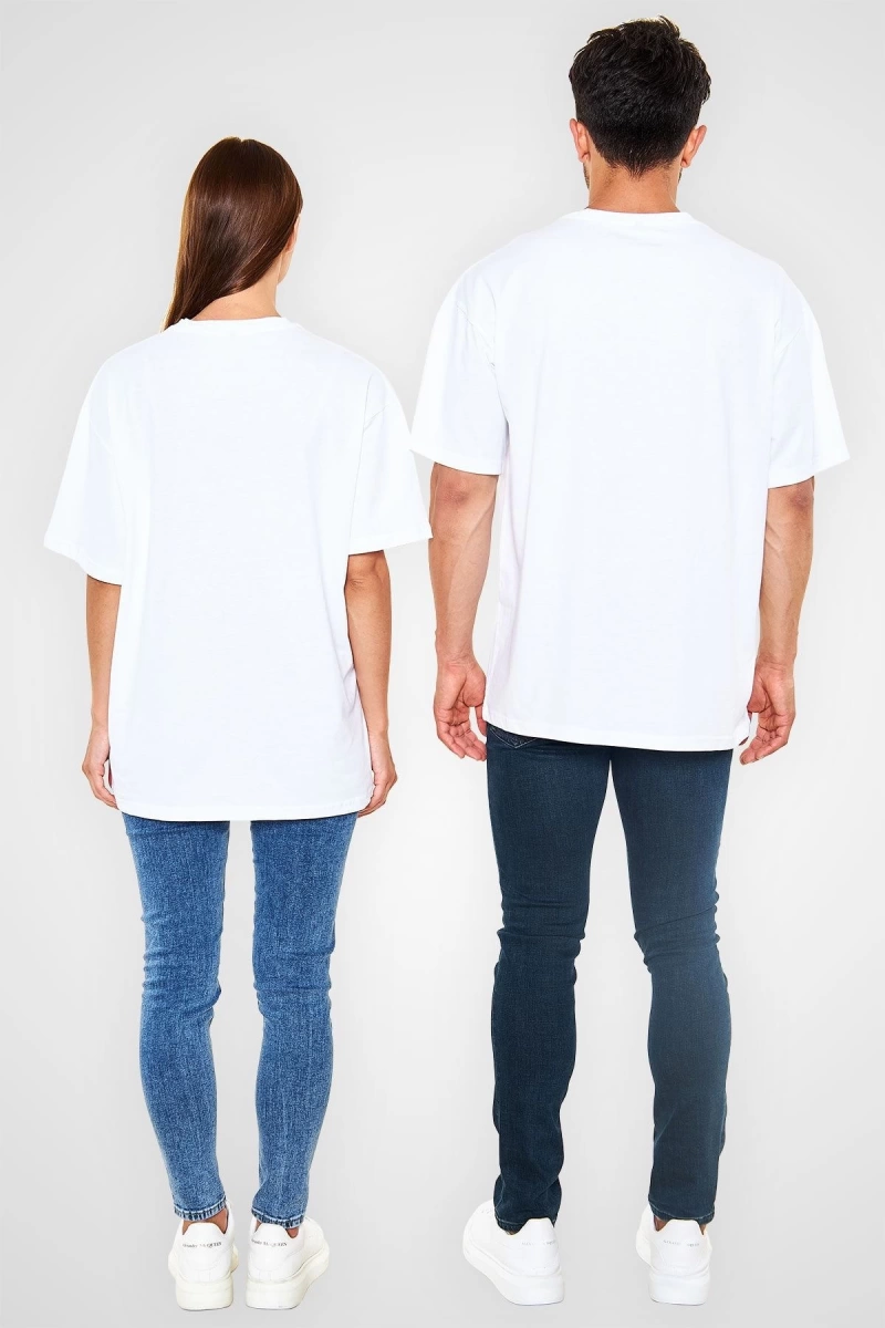 Güreş Beyaz Unisex Oversize Tişört T-shirt