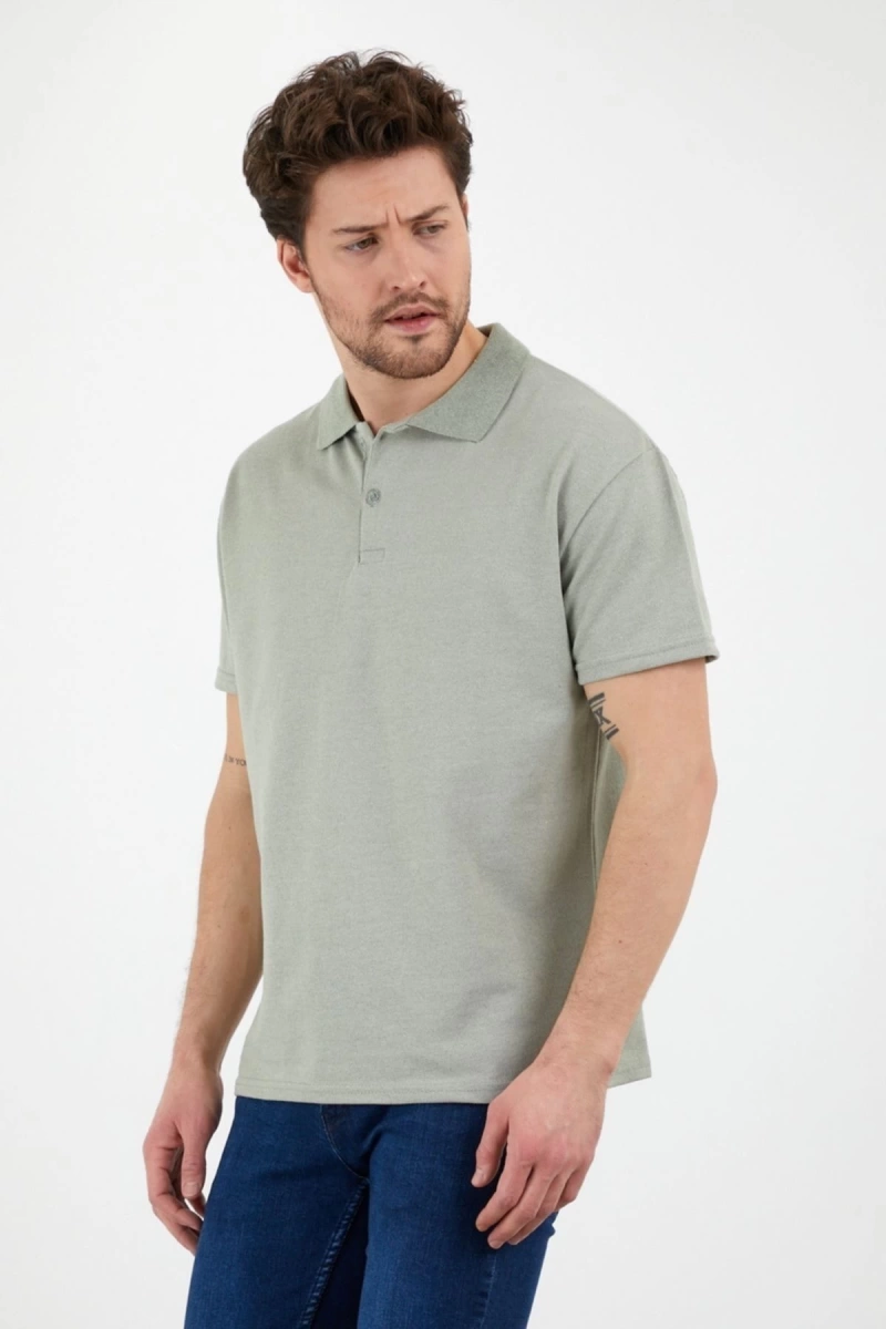 Haki Dar/slim Fitt Polo Yaka Tshirt