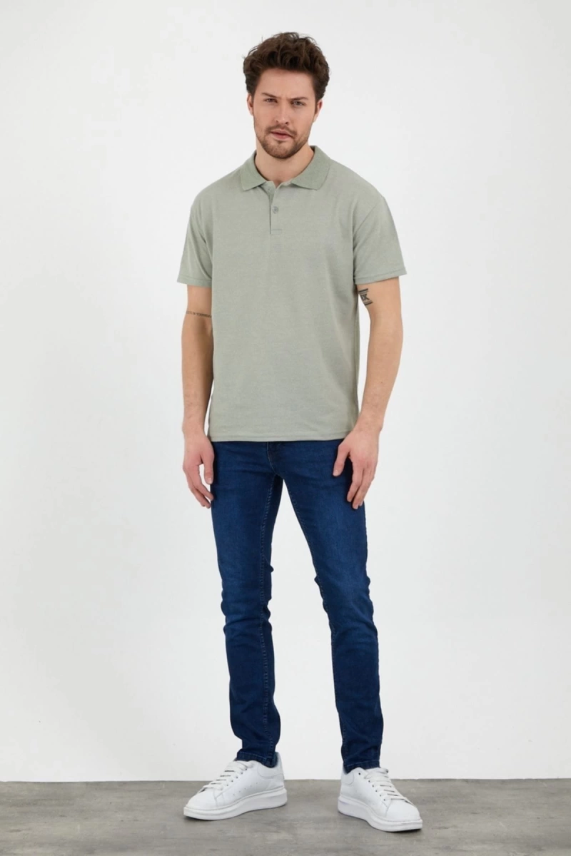 Haki Dar/slim Fitt Polo Yaka Tshirt