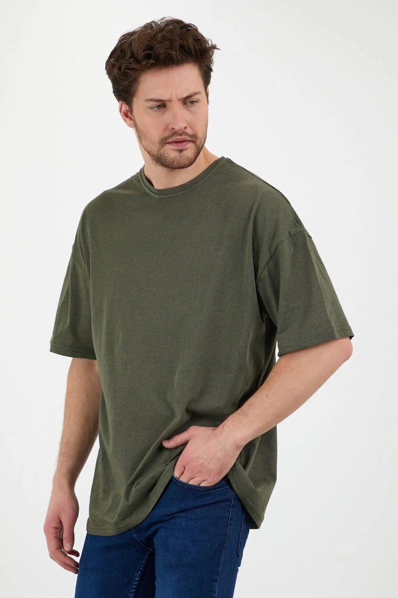Haki Unisex Bol Kesim Oversize Tshirt