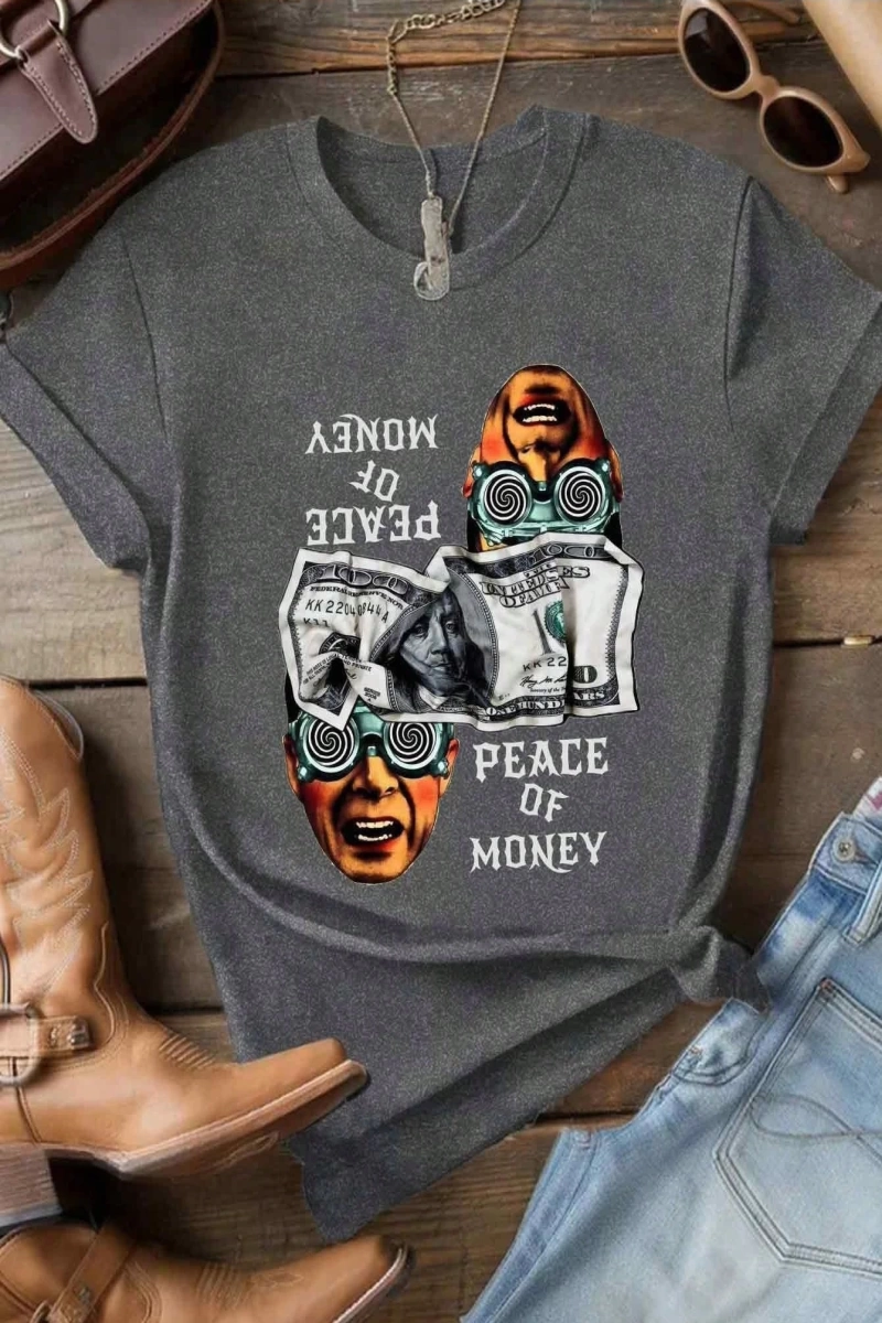 Harfli Grafik Kontrast Raglan Kollu Tişört
