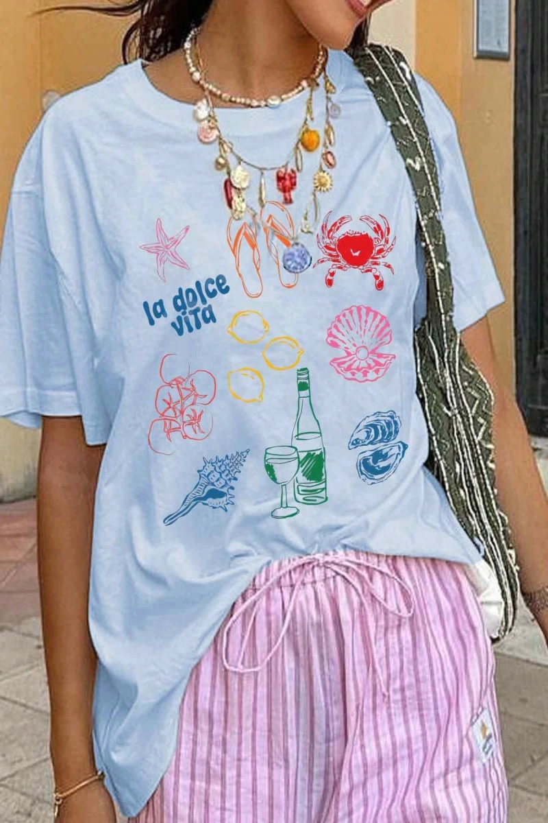 Harfli Grafik Kontrast Raglan Kollu Tişört
