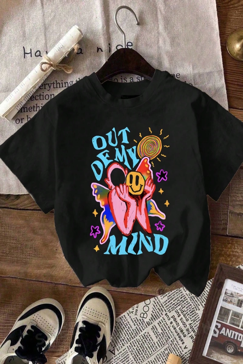Harfli Grafik Kontrast Raglan Kollu Tişört