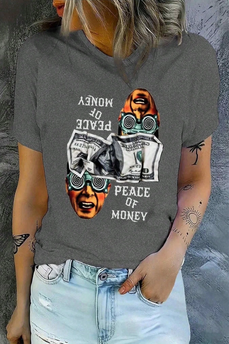 Harfli Grafik Kontrast Raglan Kollu Tişört