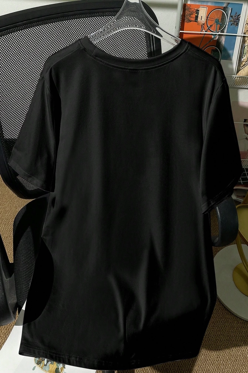 Harfli Grafik Kontrast Raglan Kollu Tişört