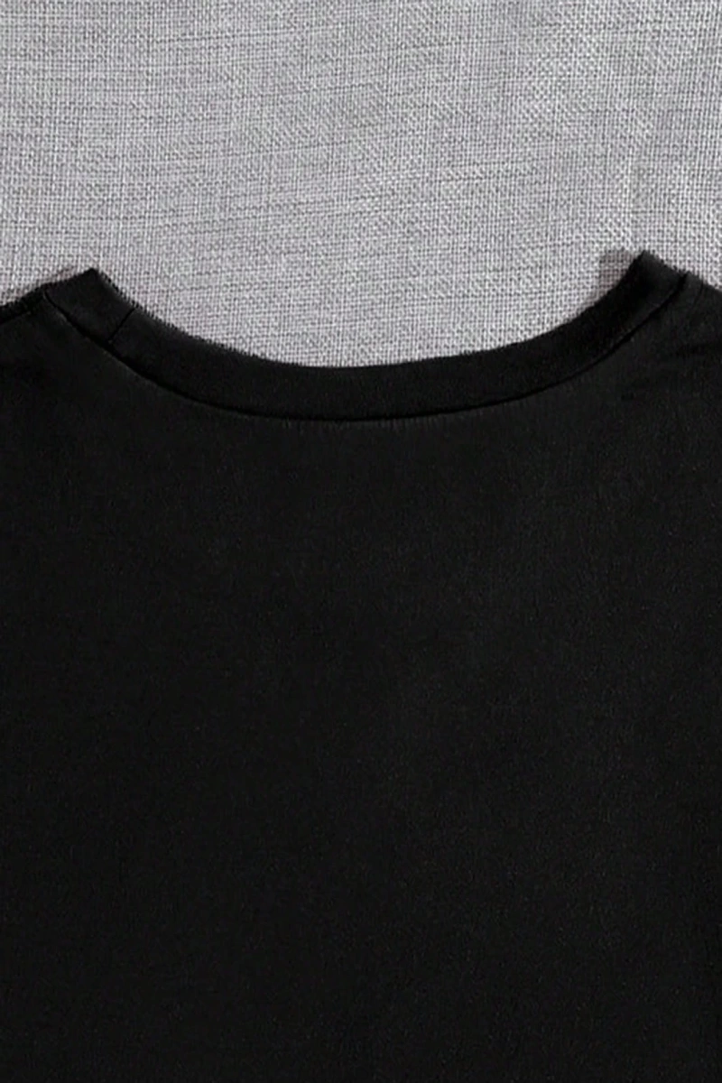 Harfli Grafik Kontrast Raglan Kollu Tişört