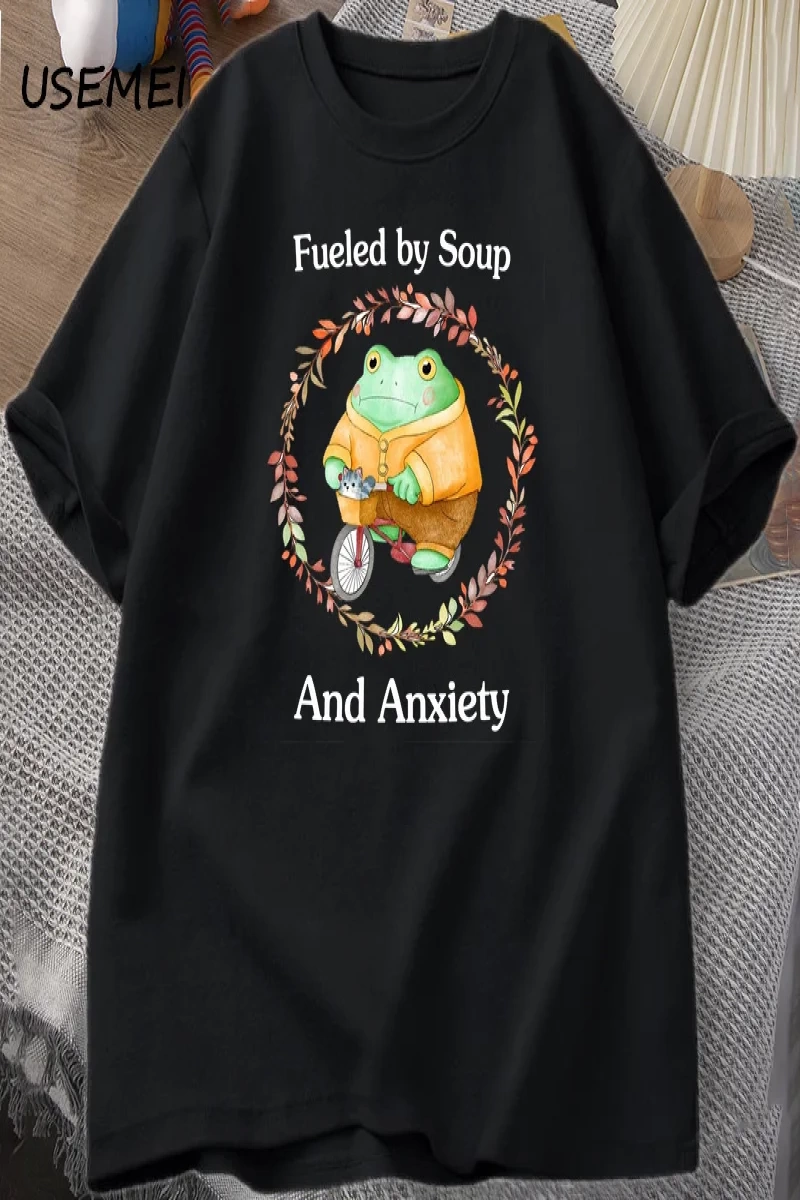 Hayat Çorba Ben Çatal Kurbağa Grafik T Shirt Pamuk Unisex Komik Retro T-Shirt Yaz Hayvan Bask 2803
