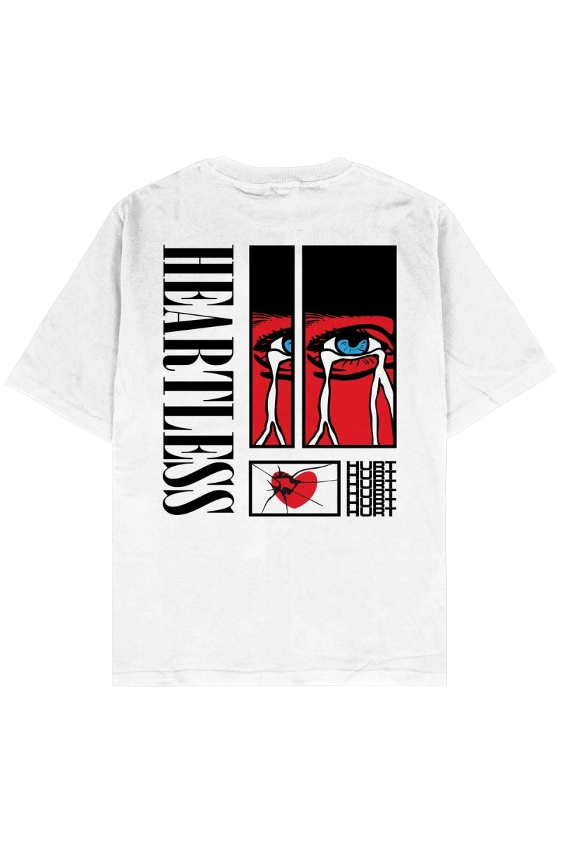 Heartless Beyaz Oversize Unisex T-shirt
