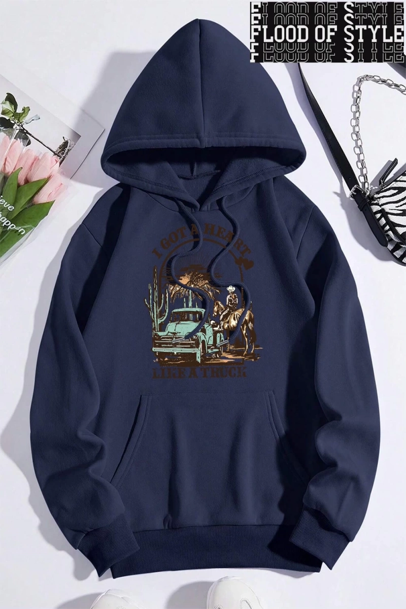 Hip Hop Harajuku Vintage Tarzı  0I bir kamyon gibi bir kalp var  Gri