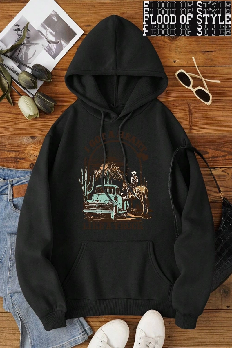 Hip Hop Harajuku Vintage Tarzı  0I bir kamyon gibi bir kalp var  Gri