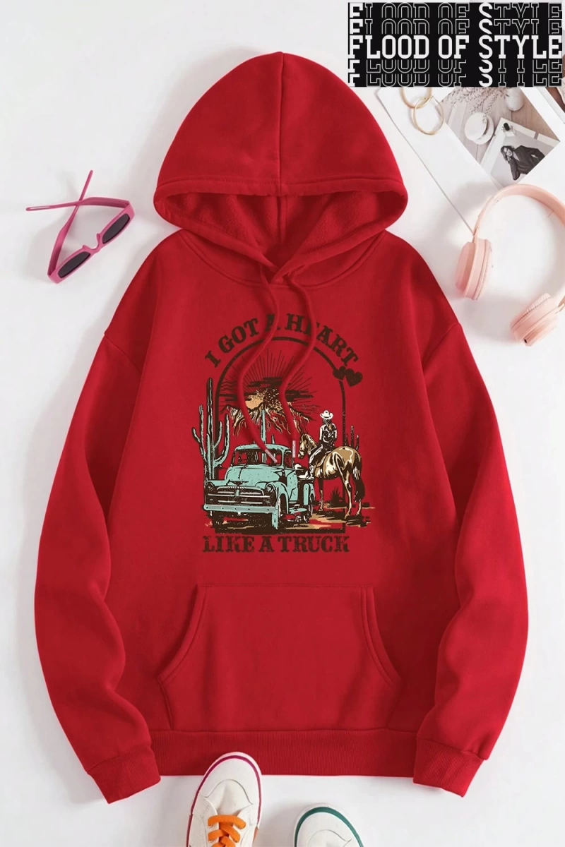 Hip Hop Harajuku Vintage Tarzı  0I bir kamyon gibi bir kalp var  Gri