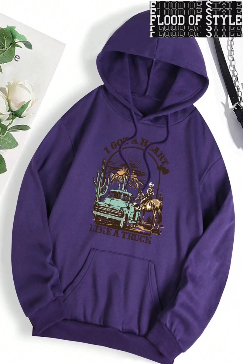 Hip Hop Harajuku Vintage Tarzı  0I bir kamyon gibi bir kalp var  Gri