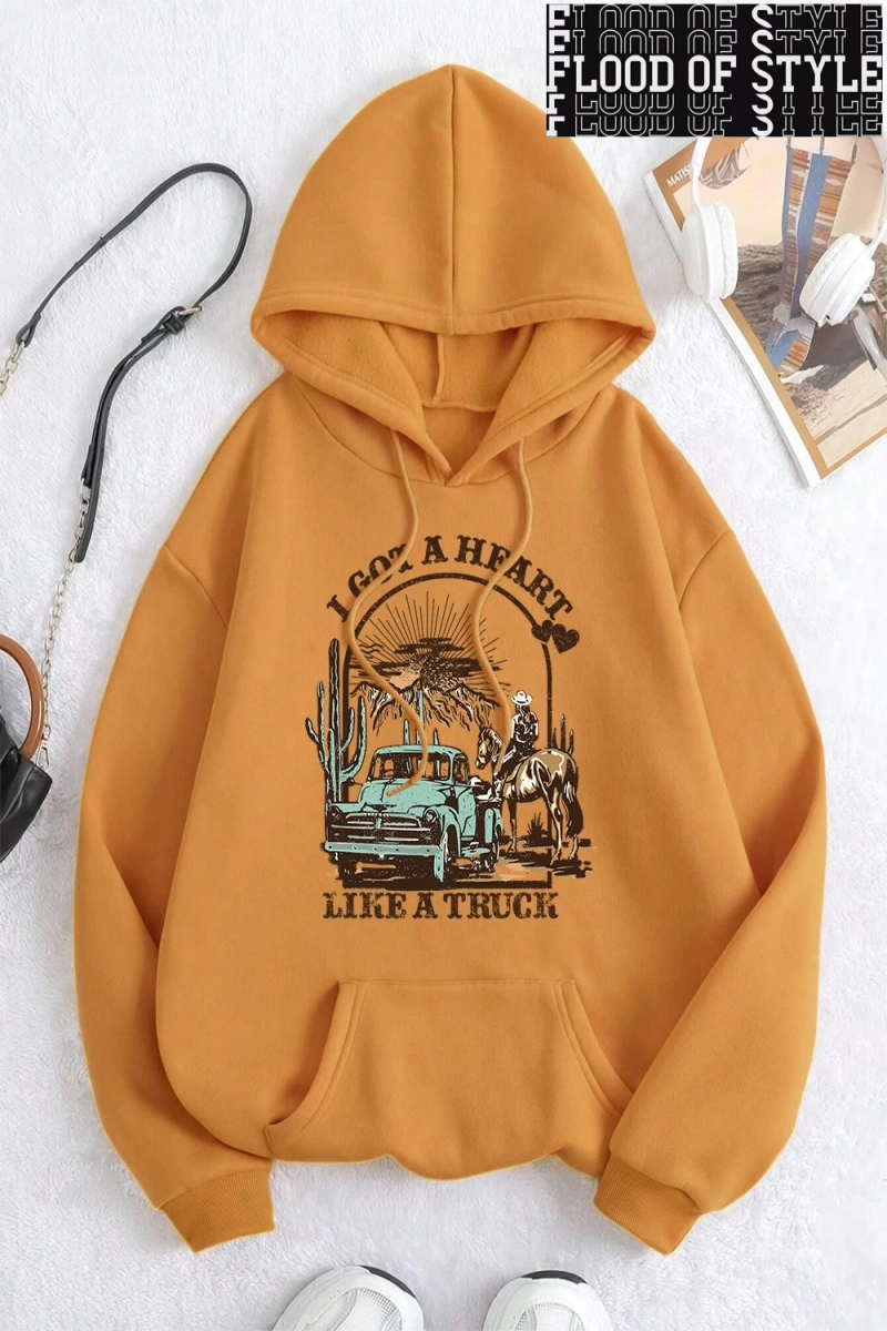 Hip Hop Harajuku Vintage Tarzı  0I bir kamyon gibi bir kalp var  Gri