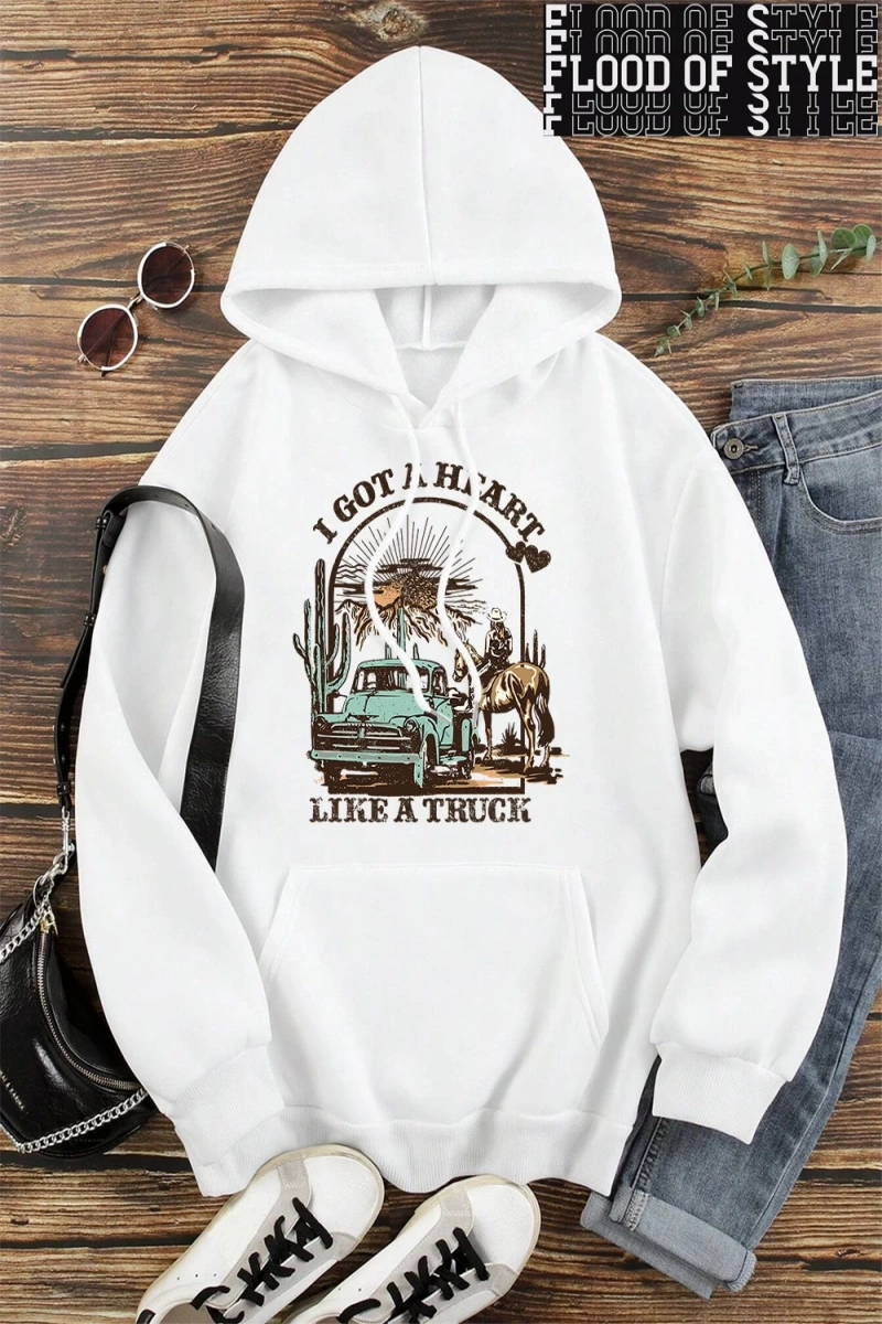 Hip Hop Harajuku Vintage Tarzı  0I bir kamyon gibi bir kalp var  Gri