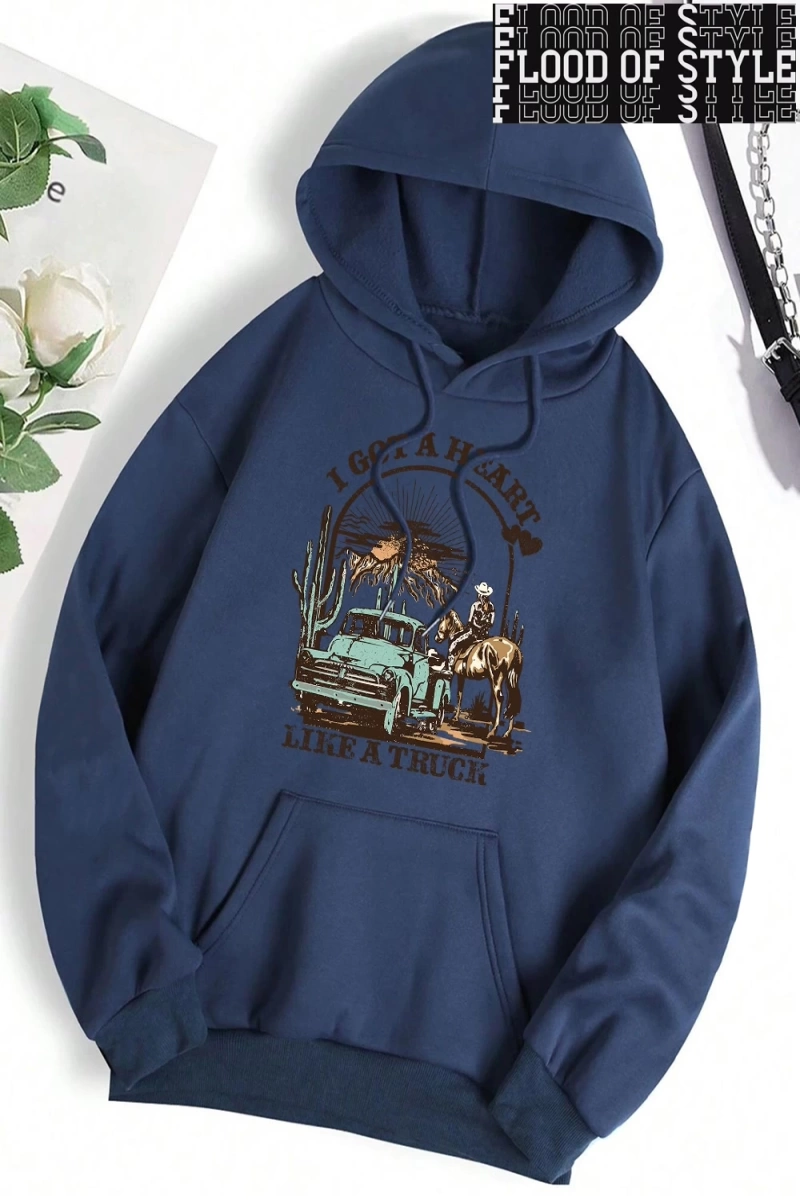 Hip Hop Harajuku Vintage Tarzı  0I bir kamyon gibi bir kalp var  Gri