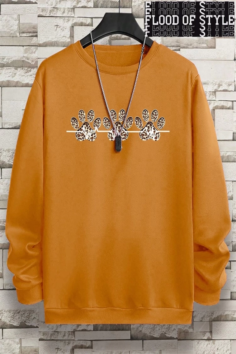 Hip Hop Harajuku Vintage Tarzı  3lü Leopar Kedi Paw Baskılar Gri