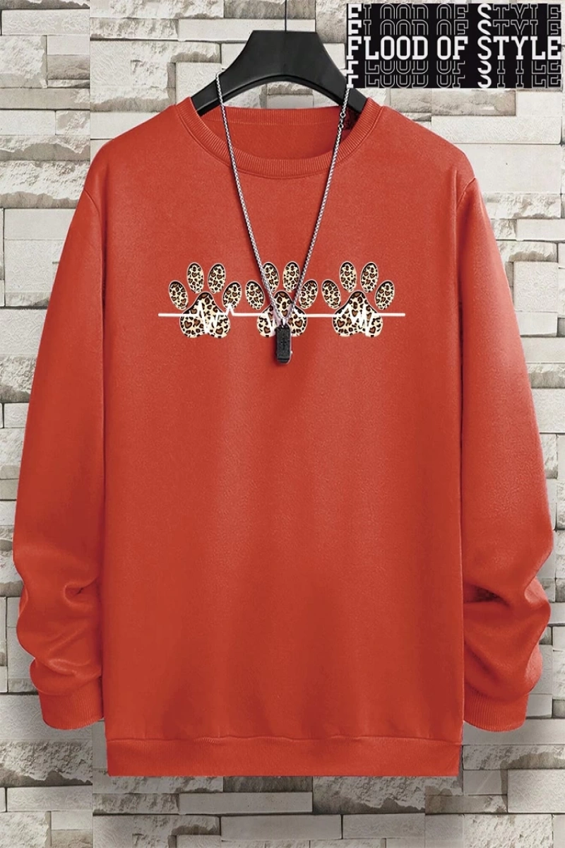 Hip Hop Harajuku Vintage Tarzı  3lü Leopar Kedi Paw Baskılar Gri