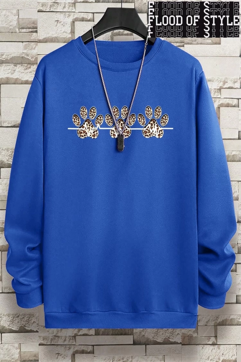 Hip Hop Harajuku Vintage Tarzı  3lü Leopar Kedi Paw Baskılar Gri