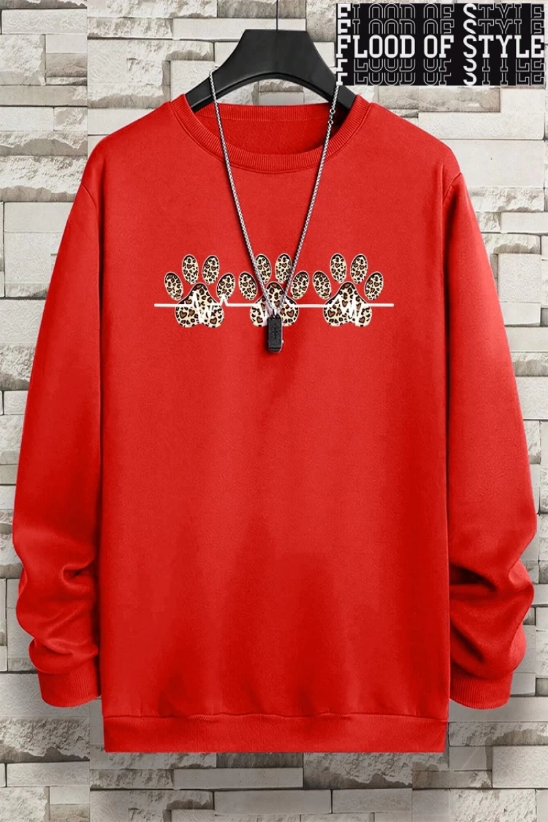 Hip Hop Harajuku Vintage Tarzı  3lü Leopar Kedi Paw Baskılar Gri