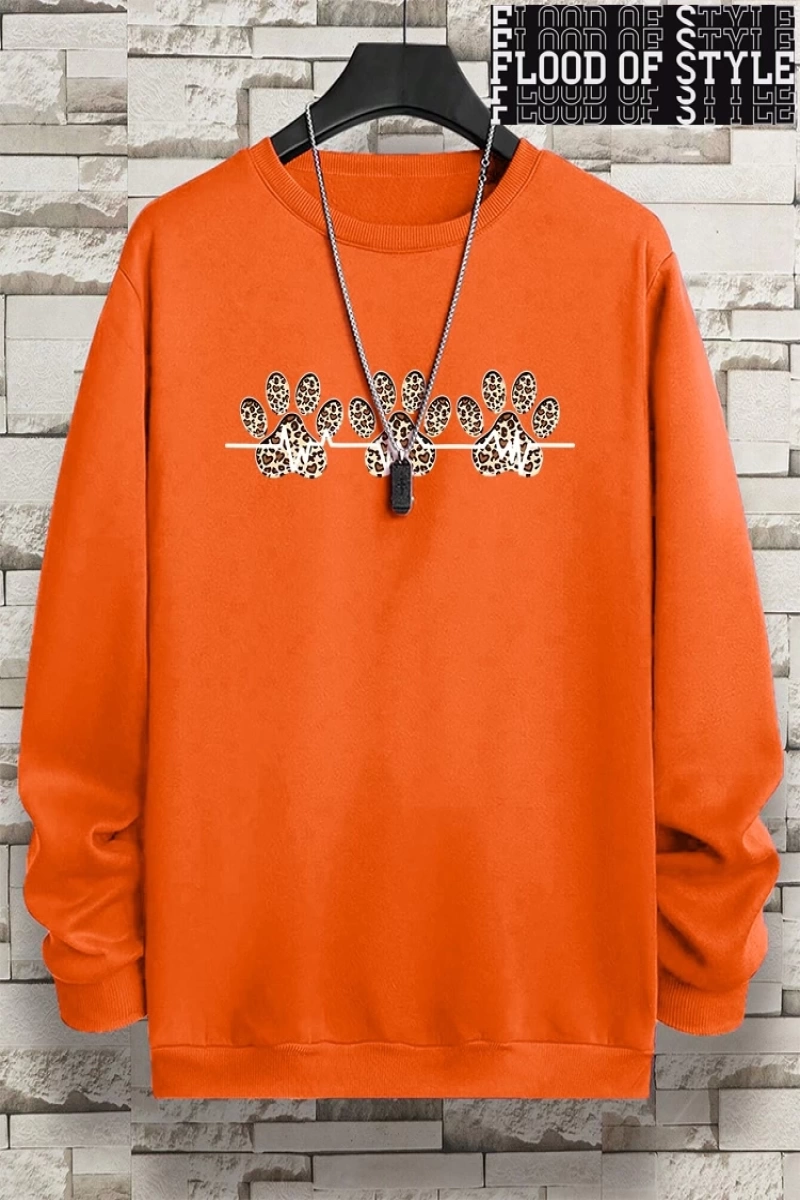 Hip Hop Harajuku Vintage Tarzı  3lü Leopar Kedi Paw Baskılar Gri