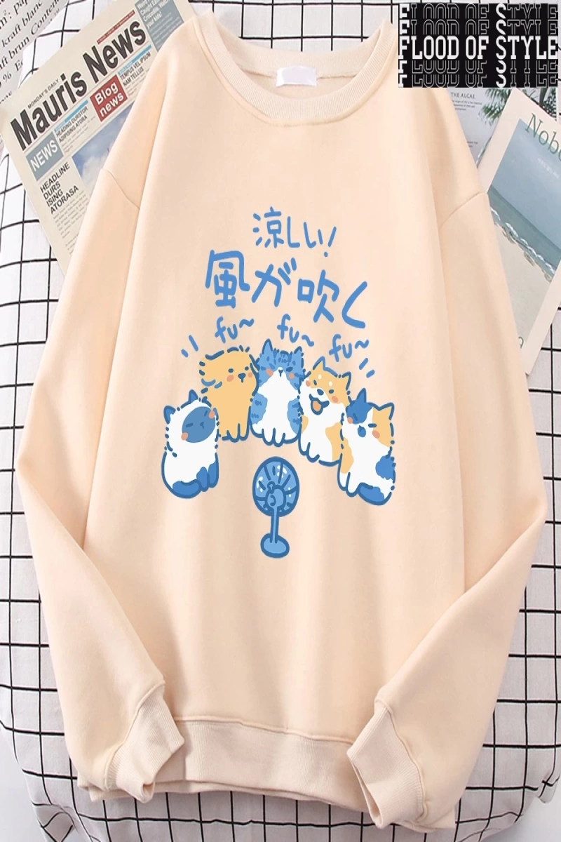 Hip Hop Harajuku Vintage Tarzı  5 kediler üfleme fanlar  Gri