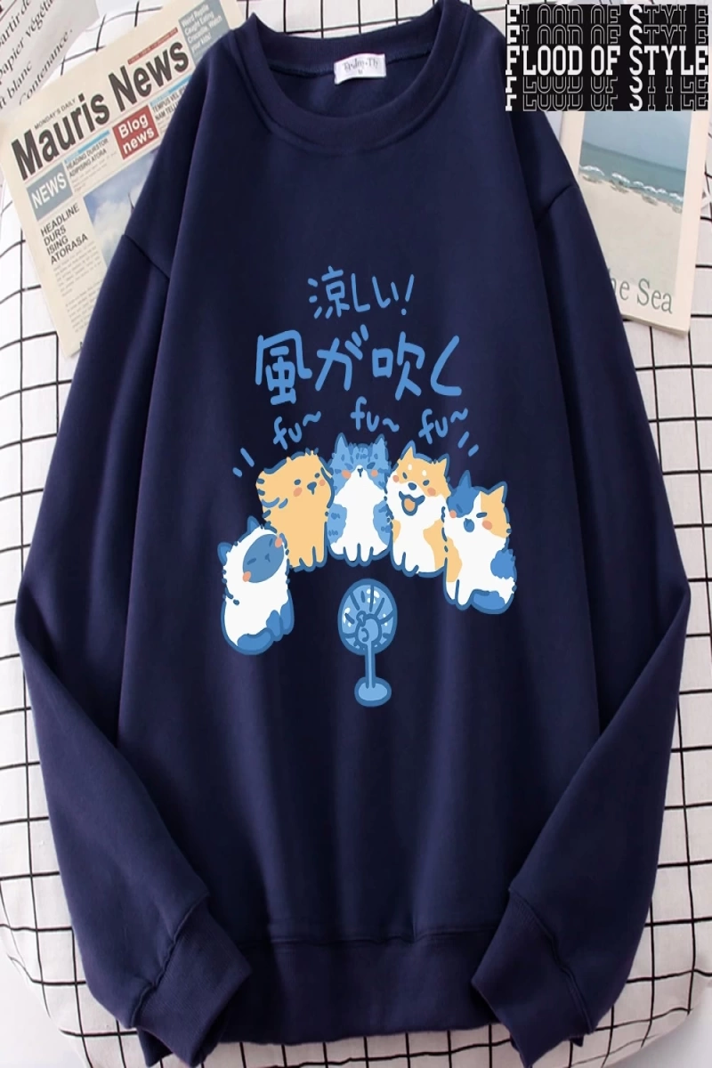 Hip Hop Harajuku Vintage Tarzı  5 kediler üfleme fanlar  Gri