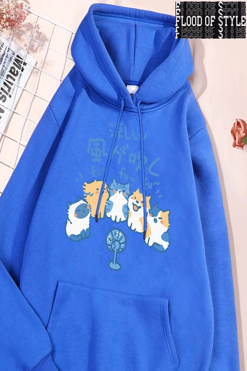 Hip Hop Harajuku Vintage Tarzı  5 kediler üfleme fanlar  Gri