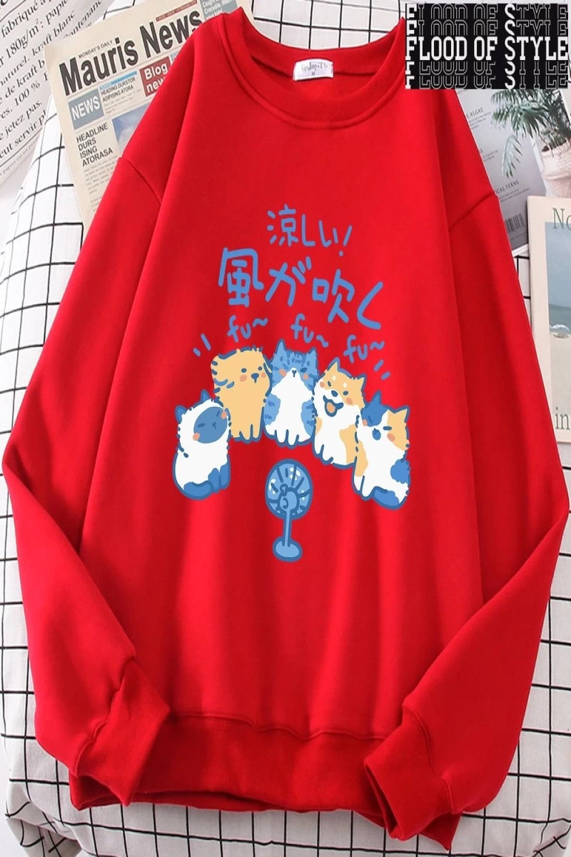 Hip Hop Harajuku Vintage Tarzı  5 kediler üfleme fanlar  Gri