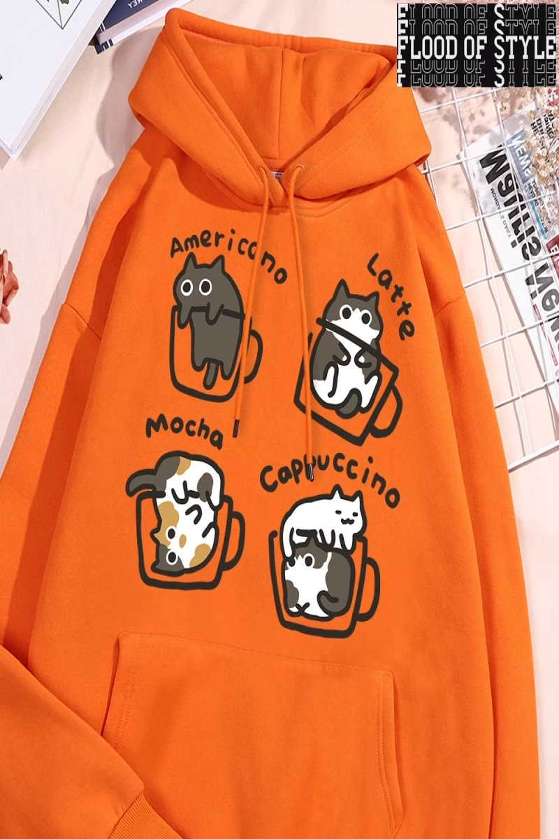 Hip Hop Harajuku Vintage Tarzı  Amerikan tarzı kahve kedi  Gri