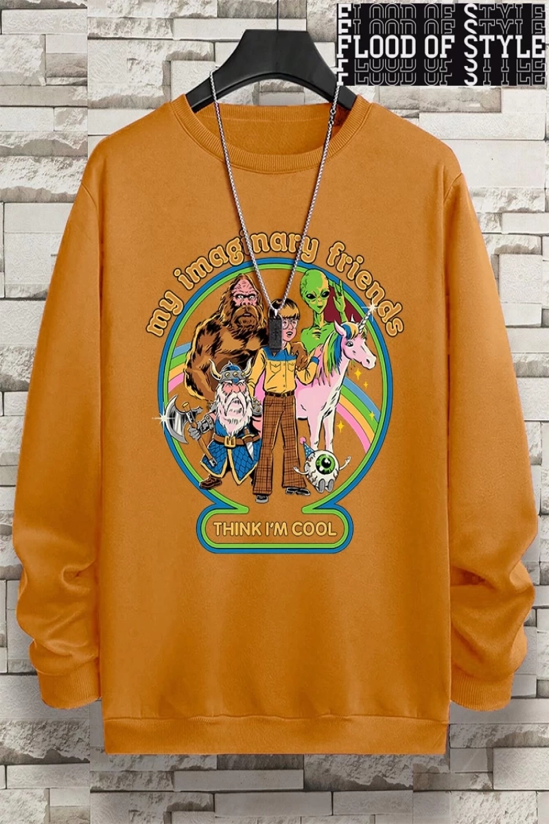 Hip Hop Harajuku Vintage Tarzı  Benim hayali arkadaşlar düşünüyorum Gri