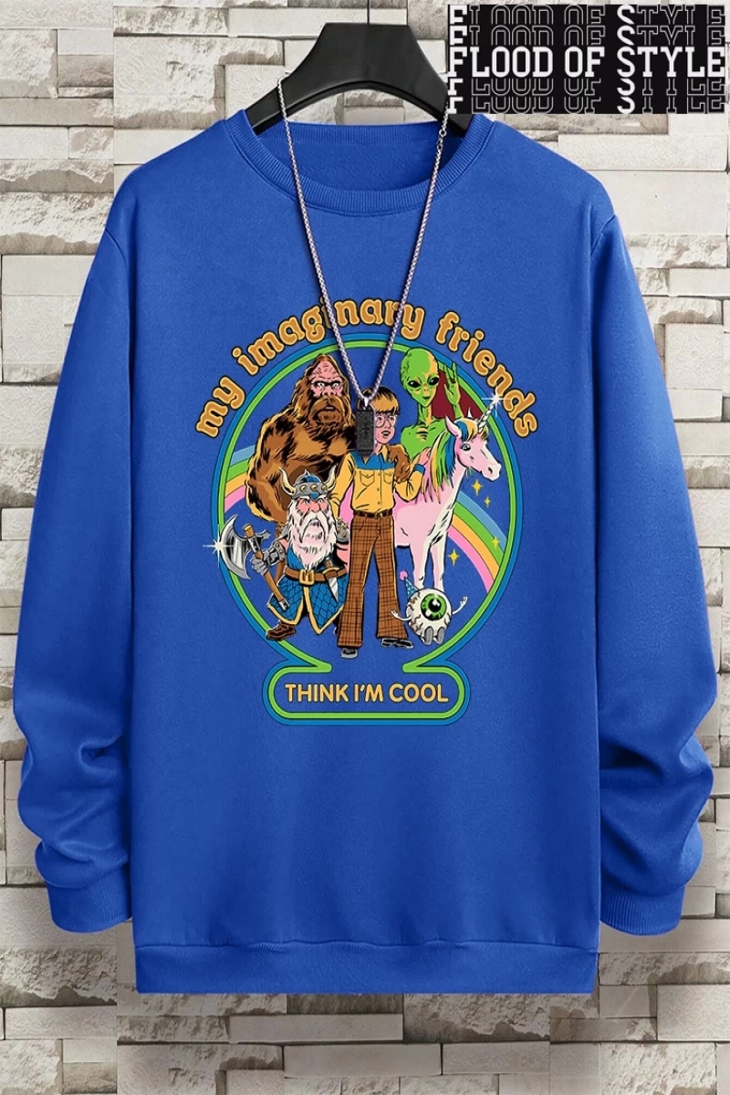 Hip Hop Harajuku Vintage Tarzı  Benim hayali arkadaşlar düşünüyorum Gri