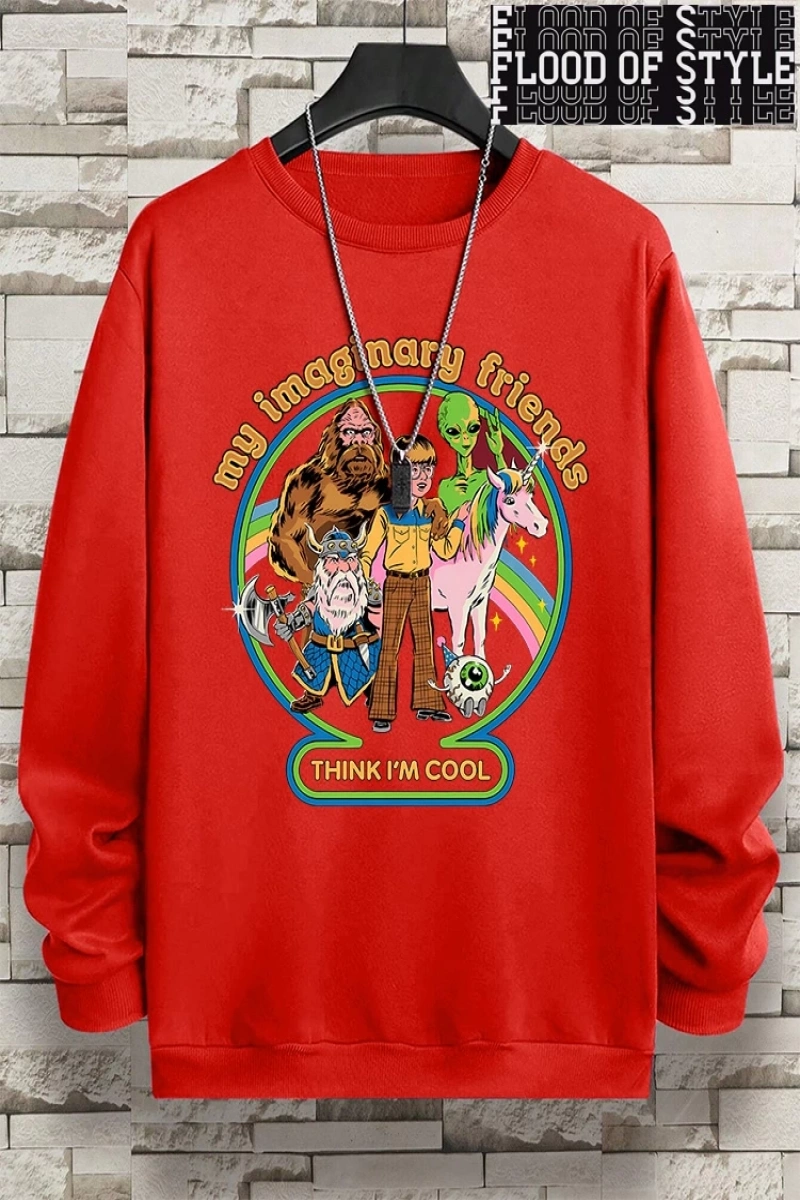 Hip Hop Harajuku Vintage Tarzı  Benim hayali arkadaşlar düşünüyorum Gri