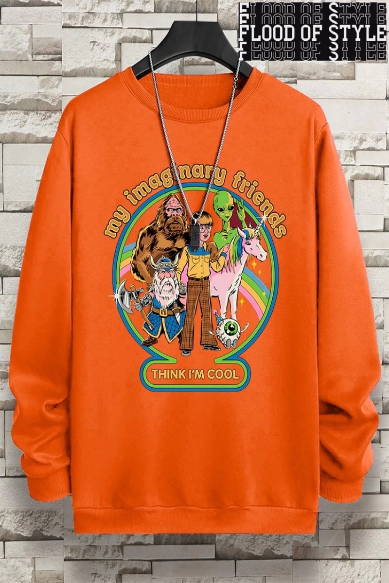 Hip Hop Harajuku Vintage Tarzı  Benim hayali arkadaşlar düşünüyorum Gri