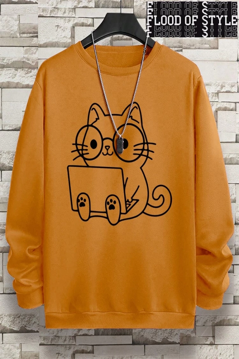 Hip Hop Harajuku Vintage Tarzı  Beyefendi kedi iş baskı adam  Gri
