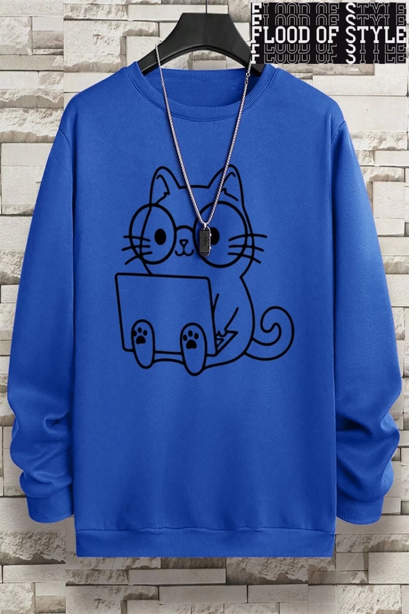 Hip Hop Harajuku Vintage Tarzı  Beyefendi kedi iş baskı adam  Gri