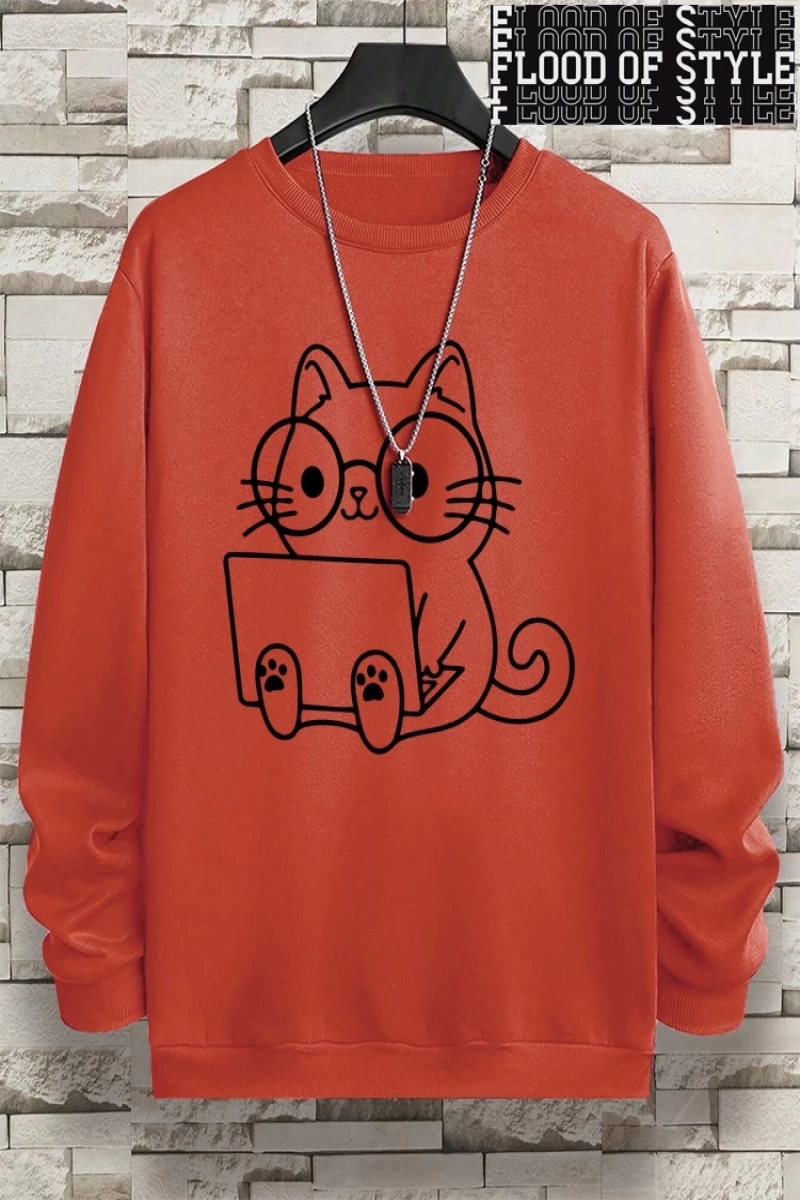 Hip Hop Harajuku Vintage Tarzı  Beyefendi kedi iş baskı adam  Gri