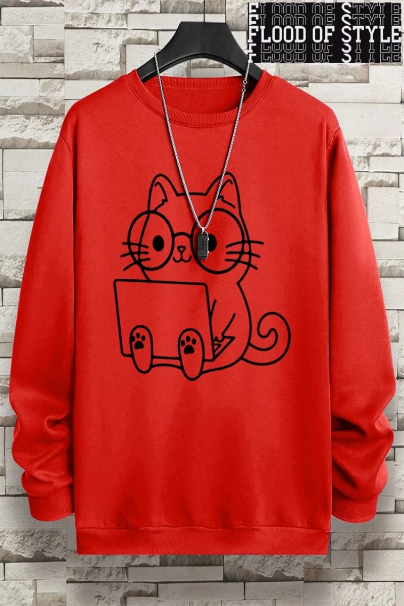 Hip Hop Harajuku Vintage Tarzı  Beyefendi kedi iş baskı adam  Gri